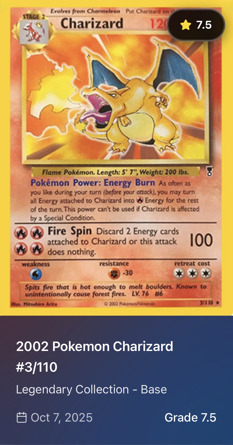 Pokemon Charizard Card Example